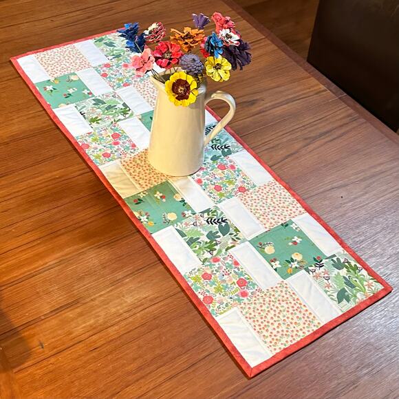 Handmade Reversible Fall Table Runner 13.5" x 40" - Picture 1 of 8